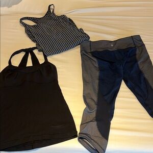 Striped Tank and Black Leggings Set